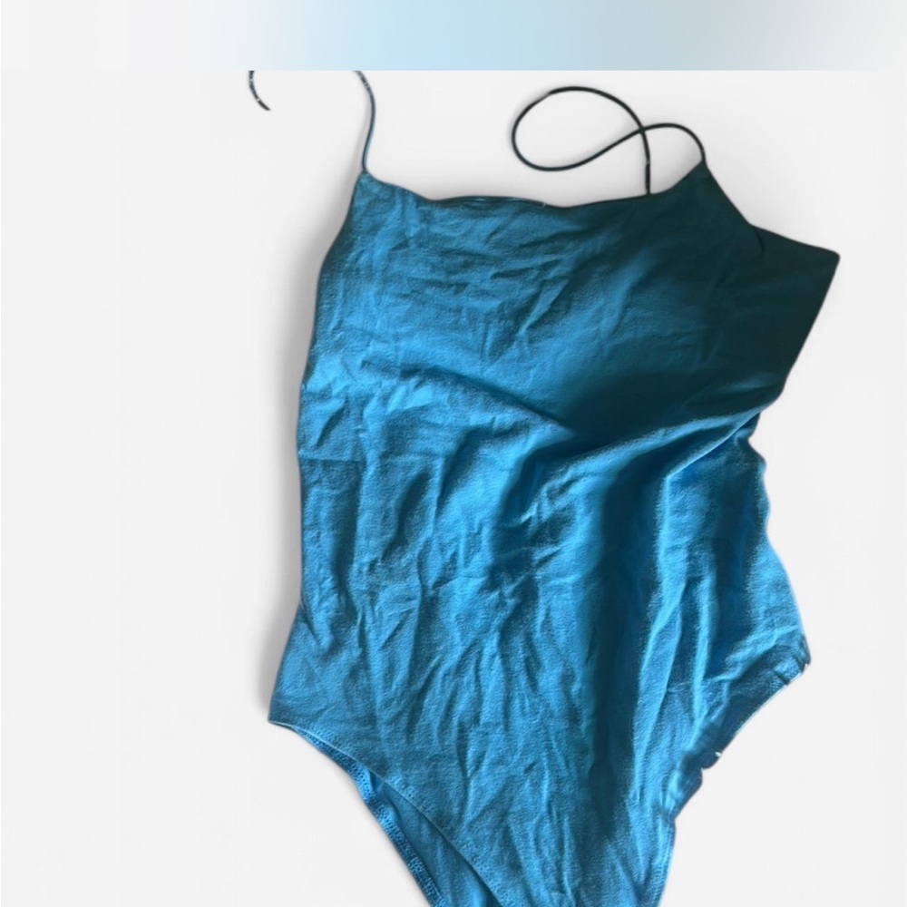 Blue Spaghetti Strap Bodysuit